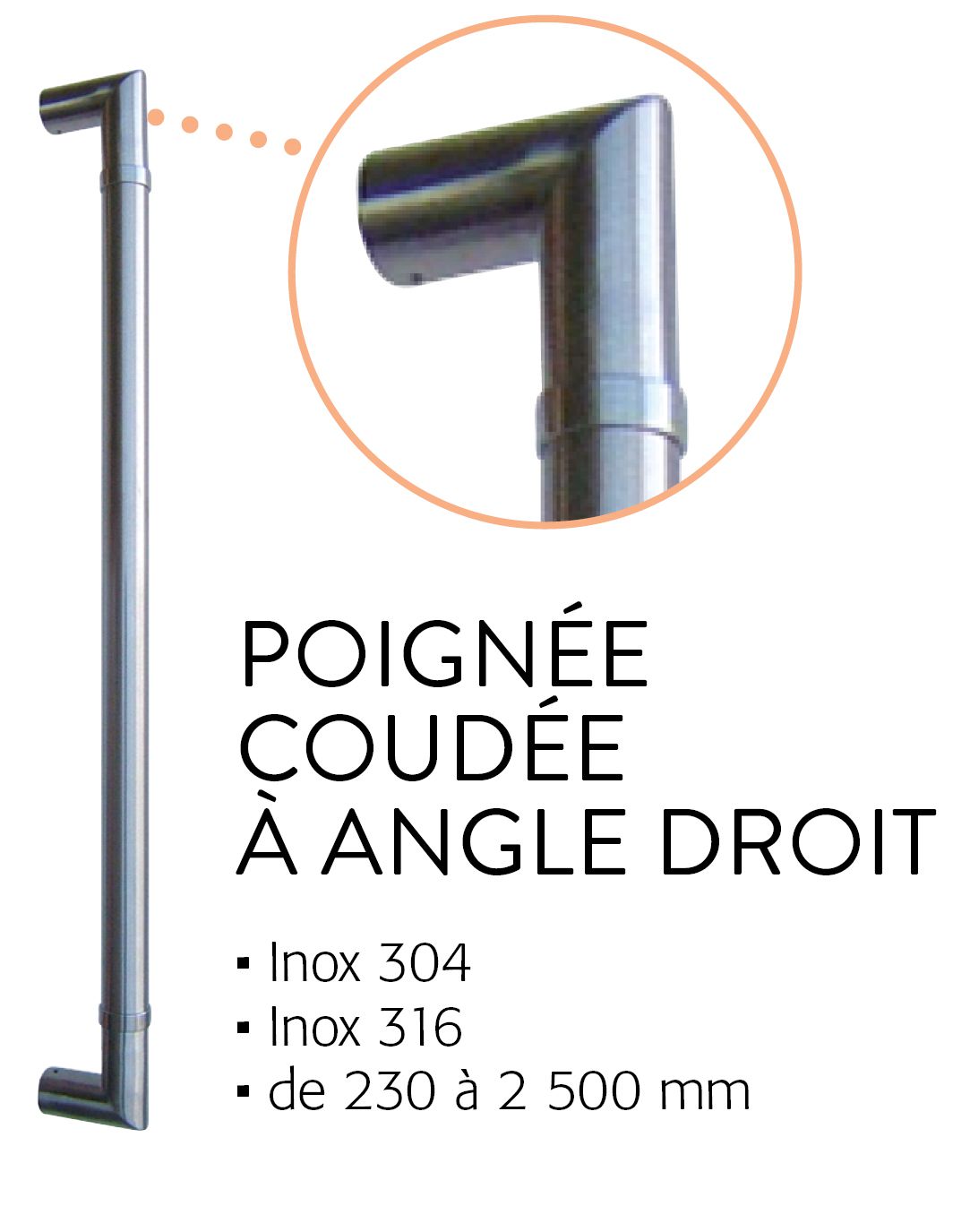 Poignée coudée coudée à angle droit Poignée coudée coudée à angle droit